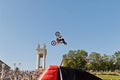 Tricks on a motorcycle jump performed by the athletes during the