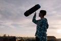 Tricks with skateboard. Extreme for young people Royalty Free Stock Photo