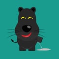 Tricky black leopard cartoon character