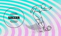 Tricky kick by soccer player. Vector outline of soccer player sport illustration. Royalty Free Stock Photo