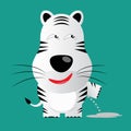 Tricky white bengal tiger cartoon character Royalty Free Stock Photo