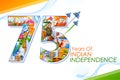 tricolor banner with Indian flag for 75th Independence Day of India on 15th August