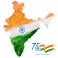 Tricolor banner with Indian flag for 75th Independence Day of India on 15t Royalty Free Stock Photo