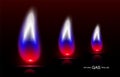 tricolor color gas flame vector realistic eps 10 Royalty Free Stock Photo