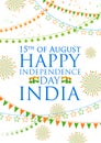 Tricolor India banner for Happy Independence Day of Indian