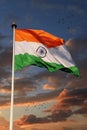 Tricolor Indian Flag with Beautiful Sky in Background Royalty Free Stock Photo