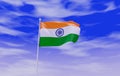 Tricolor Indian Flag during Daylight and beautiful sky - 3D Illustration Royalty Free Stock Photo