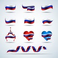 Tricolor russian ribbons. Russian banners. Vector set.