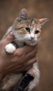 Tricolor   cat in hands Royalty Free Stock Photo