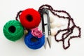 Tricolor of yarn skeins Royalty Free Stock Photo