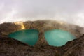 Tricoloured lakes in caldera of Kelimutu Volcano. Royalty Free Stock Photo