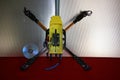 Tricopter drone design prototype build showing different electronic modules.