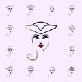 Tricorn hat, girl icon. Hat, girl icons universal set for web and mobile Royalty Free Stock Photo