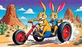 tricycle bicycle bike rabbit bunny desert motorized travel