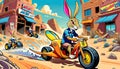 tricycle bicycle bike rabbit old desert town race Royalty Free Stock Photo