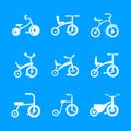 Tricycle bicycle bike wheel icons set, simple style Royalty Free Stock Photo