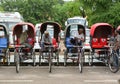 Tricycle drivers waiting for passengers in Jaipur, India
