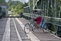 Tricycle in hitorical bridge Royalty Free Stock Photo