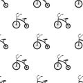 Tricycle icon in black style isolated on white background. Play garden pattern