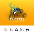 Tricycle icon in different style Royalty Free Stock Photo