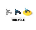 Tricycle icon in different style