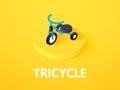 Tricycle isometric icon, isolated on color background Royalty Free Stock Photo