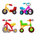 Tricycle icons set, cartoon style Royalty Free Stock Photo