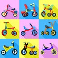 Tricycle icons set, flat style Royalty Free Stock Photo