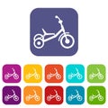 Tricycle icons set Royalty Free Stock Photo