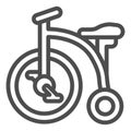 Tricycle line icon, childhood concept, Kid bicycle sign on white background, Baby Bike icon in outline style for mobile Royalty Free Stock Photo