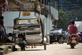 Tricycle motor taxi in the streets of Philippines resort town.