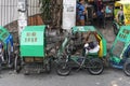 Tricycle pedicabs in downtown intramuros street of manila city p