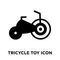 Tricycle toy icon vector isolated on white background, logo concept of Tricycle toy sign on transparent background, black filled Royalty Free Stock Photo