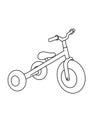 Tricycle toys black and white lineart drawing illustration. Hand drawn coloring pages lineart illustration in black and white