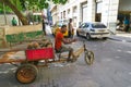 Tricycle transport which delivers fruit and vegetables in Havana