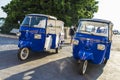 Tricycles of the Piaggio brand in Siracusa, Sicily, Italy