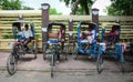 Tricycles on street in Bodhgaya, India