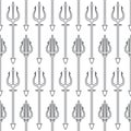 Trident, black line icon. seamless pattern. illustration Royalty Free Stock Photo