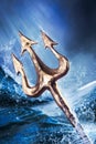 Trident on a dramatic background Royalty Free Stock Photo
