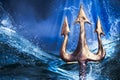 Trident on a dramatic background Royalty Free Stock Photo