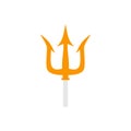 trident flat design vector illustration. golden trident weapon of Poseidon. Devil pitchfork collection isolated. Demon tridental