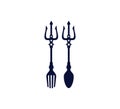 trident fork and spoon food and drink restaurant icon logo design Royalty Free Stock Photo