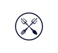 trident fork and spoon food and drink restaurant icon logo design Royalty Free Stock Photo