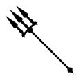 Trident icon. Label of fantasy and medieval weapon. Simple style