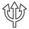 Trident line icon. Devil pitchfork evil fork sign. Halloween party vector design concept, outline style pictogram on
