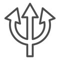 Trident line icon. Devil pitchfork evil fork sign. Halloween party vector design concept, outline style pictogram on