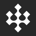 Trident logo creative simple shape of connected rhombuses black white flat design Royalty Free Stock Photo