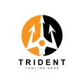 Trident Logo Template Vector Icon Design, god war weapon, spear power of the ocean