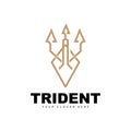 Trident Logo, Vector Magic Spear of Poseidon Neptune, Triton King Design, Template Icon Brand Illustration