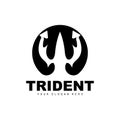 Trident Logo, Vector Magic Spear of Poseidon Neptune, Triton King Design, Template Icon Brand Illustration